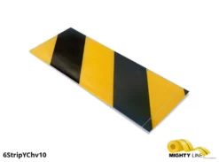 Mighty Line, Yellow and Black Hazard, 6" by 10" Segments, Peel and Stick 10" Strips. 100PK.